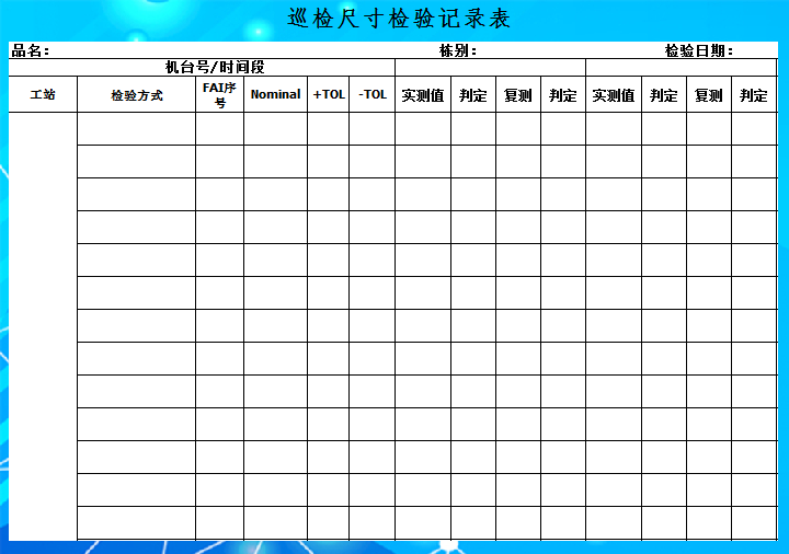 巡检尺寸检验记录表