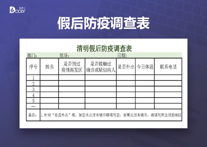 清明假后防疫调查表