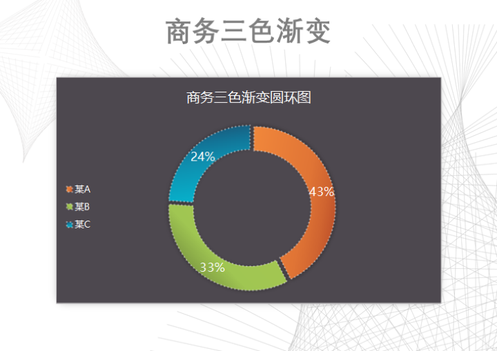 商务三色渐变圆环图