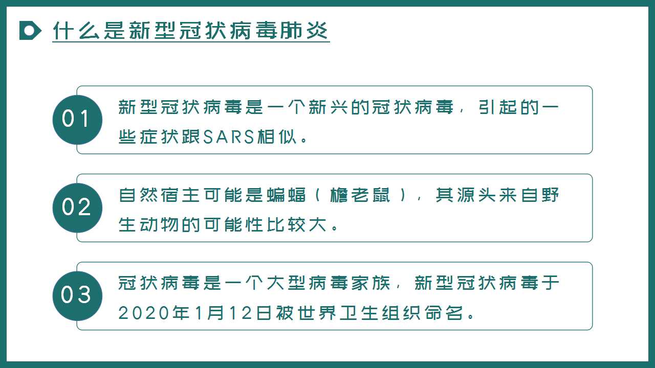 新型冠状病毒肺炎知识讲解PPT