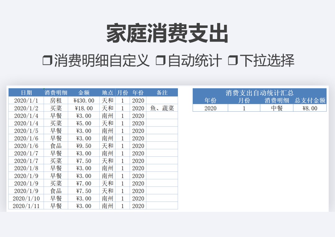 家庭消费支出明细