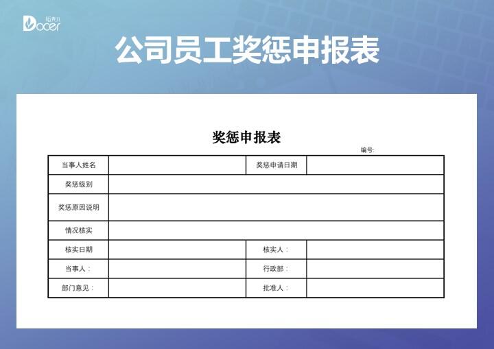 公司员工奖惩申报单