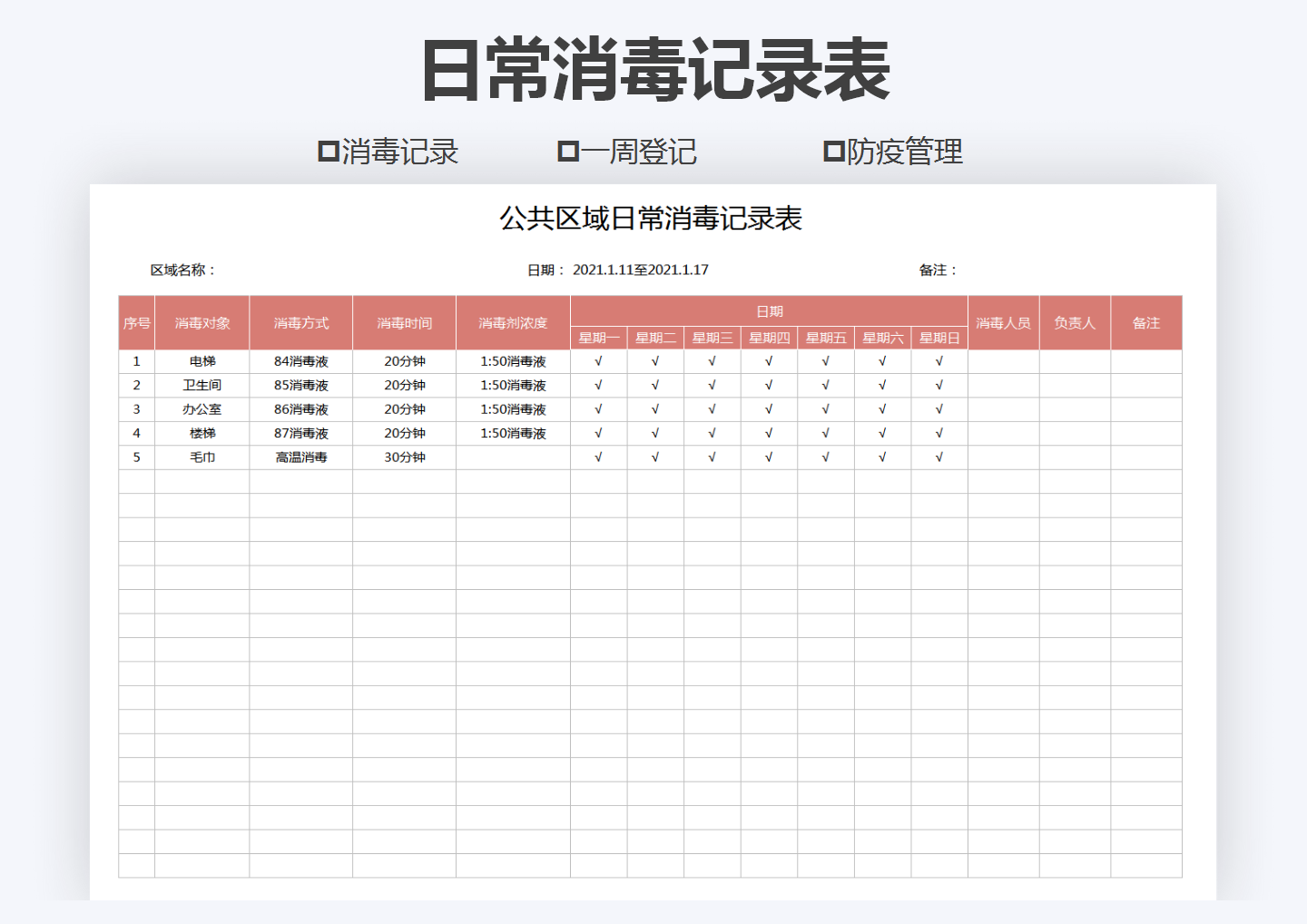 日常消毒记录表