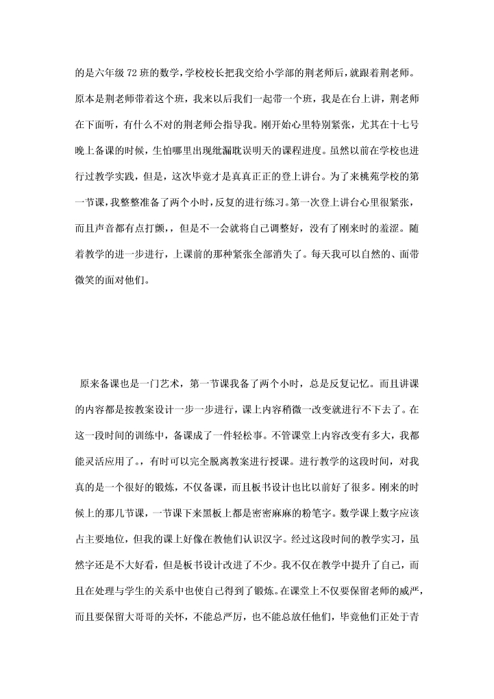 顶岗实习个人总结